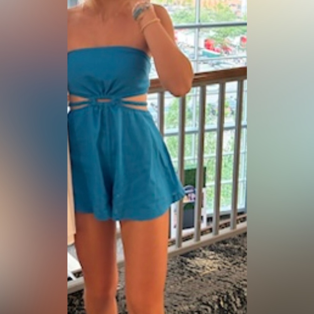 Hello Molly blue strapless romper!!